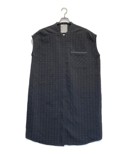 BEARDSLEY（ビアズリー）BEARDSLEY (ビアズリー) シアーランダムチェックシャツワンピース グレー サイズ:Freeの古着・服飾アイテム