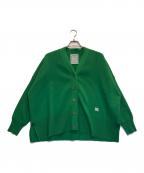 BEARDSLEYビアズリー）の古着「刺繍入りビッグカーディガン」｜グリーン