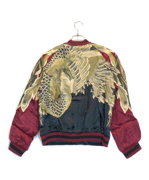 花旅楽団（ハナタビガクダン）花旅楽団 (ハナタビガクダン) 鳳凰刺繍スカジャンリバーシブル ブラック サイズ:Sの古着・服飾アイテム