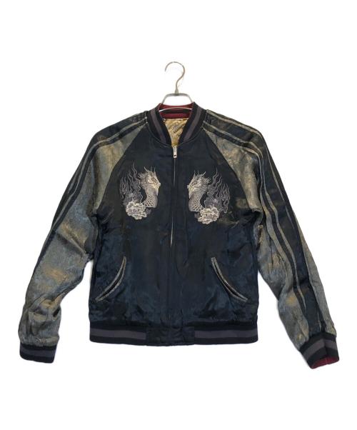 花旅楽団（ハナタビガクダン）花旅楽団 (ハナタビガクダン) 鳳凰刺繍スカジャンリバーシブル ブラック サイズ:Sの古着・服飾アイテム