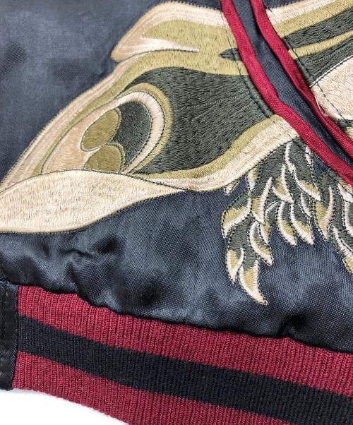 花旅楽団（ハナタビガクダン）花旅楽団 (ハナタビガクダン) 鳳凰刺繍スカジャンリバーシブル ブラック サイズ:Sの古着・服飾アイテム