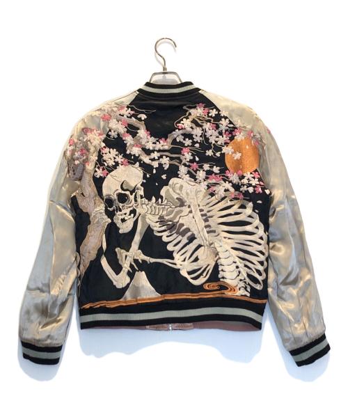 花旅楽団（ハナタビガクダン）花旅楽団 (ハナタビガクダン) スカジャン ブラック サイズ:Sの古着・服飾アイテム