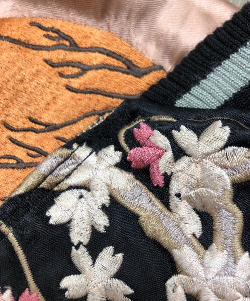 花旅楽団（ハナタビガクダン）花旅楽団 (ハナタビガクダン) スカジャン ブラック サイズ:Sの古着・服飾アイテム