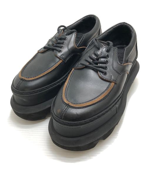 sacai（サカイ）sacai (サカイ) プラットフォームダービーシューズ ブラック サイズ:38(24CM)の古着・服飾アイテム