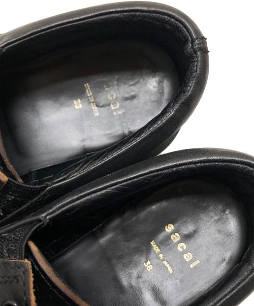 sacai（サカイ）sacai (サカイ) プラットフォームダービーシューズ ブラック サイズ:38(24CM)の古着・服飾アイテム