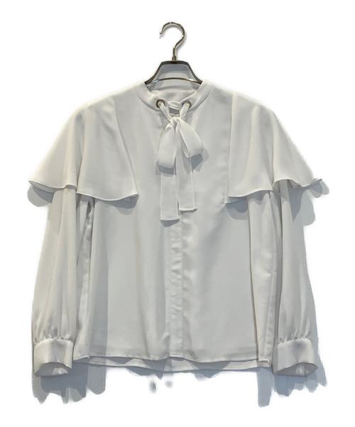 CELFORD（セルフォード）CELFORD (セルフォード) ボウタイ付きケープブラウス ホワイト サイズ:36の古着・服飾アイテム