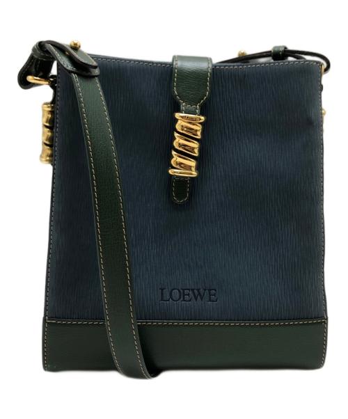 LOEWE（ロエベ）LOEWE (ロエベ) ベラスケスツイストショルダーバッグ ブルー×グリーンの古着・服飾アイテム