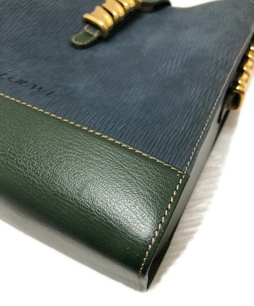 LOEWE（ロエベ）LOEWE (ロエベ) ベラスケスツイストショルダーバッグ ブルー×グリーンの古着・服飾アイテム