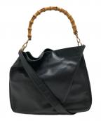 GUCCIグッチ）の古着「バンブーハンドルレザーショルダーバッグ」｜ブラック