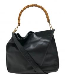 GUCCI（グッチ）の古着「バンブーハンドルレザーショルダーバッグ」｜ブラック