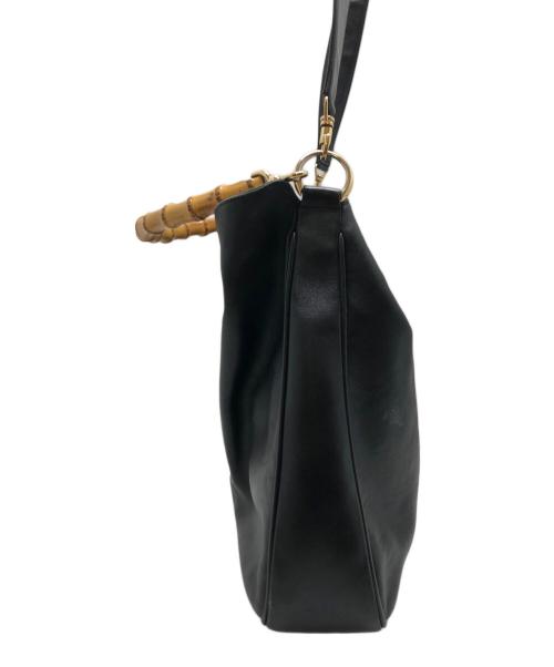 GUCCI（グッチ）GUCCI (グッチ) バンブーハンドルレザーショルダーバッグ ブラックの古着・服飾アイテム