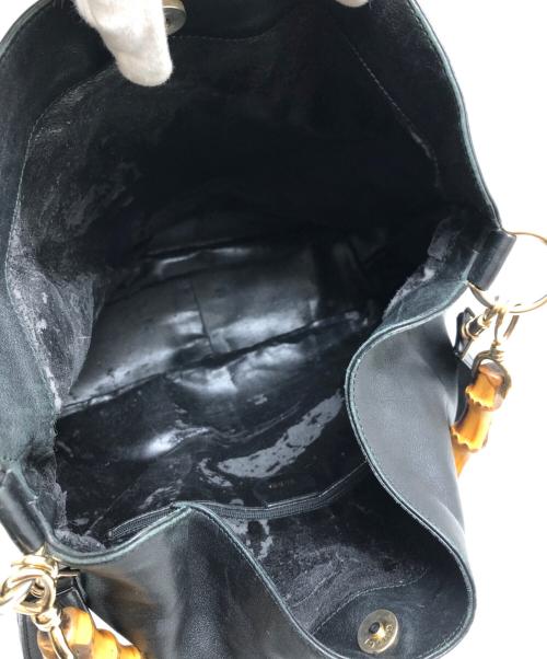 GUCCI（グッチ）GUCCI (グッチ) バンブーハンドルレザーショルダーバッグ ブラックの古着・服飾アイテム