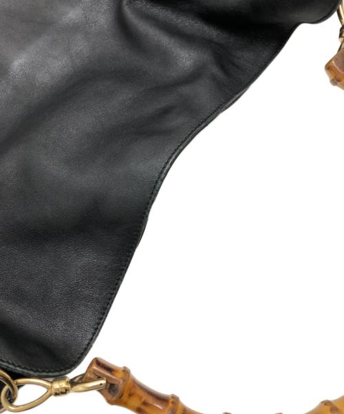 GUCCI（グッチ）GUCCI (グッチ) バンブーハンドルレザーショルダーバッグ ブラックの古着・服飾アイテム