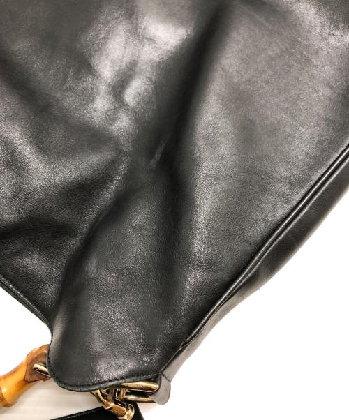 GUCCI（グッチ）GUCCI (グッチ) バンブーハンドルレザーショルダーバッグ ブラックの古着・服飾アイテム