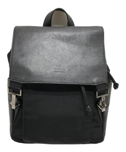 GUCCI（グッチ）GUCCI (グッチ) レザー切替リュック ブラックの古着・服飾アイテム