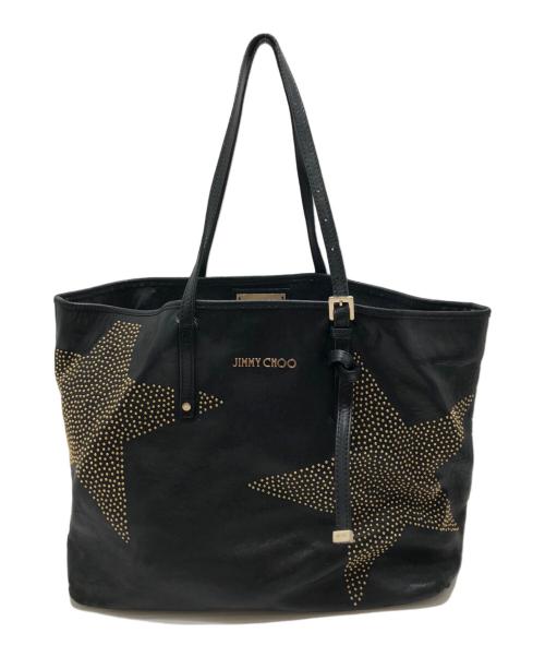 JIMMY CHOO（ジミーチュウ）JIMMY CHOO (ジミーチュウ) スタッズレザートートバッグ ブラックの古着・服飾アイテム