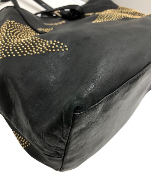 JIMMY CHOO（ジミーチュウ）JIMMY CHOO (ジミーチュウ) スタッズレザートートバッグ ブラックの古着・服飾アイテム
