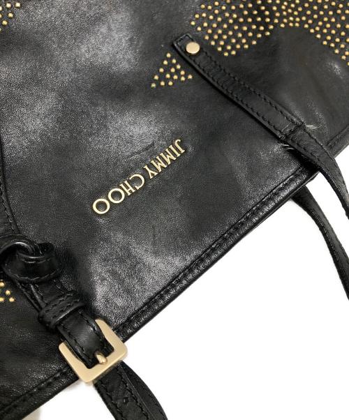 JIMMY CHOO（ジミーチュウ）JIMMY CHOO (ジミーチュウ) スタッズレザートートバッグ ブラックの古着・服飾アイテム