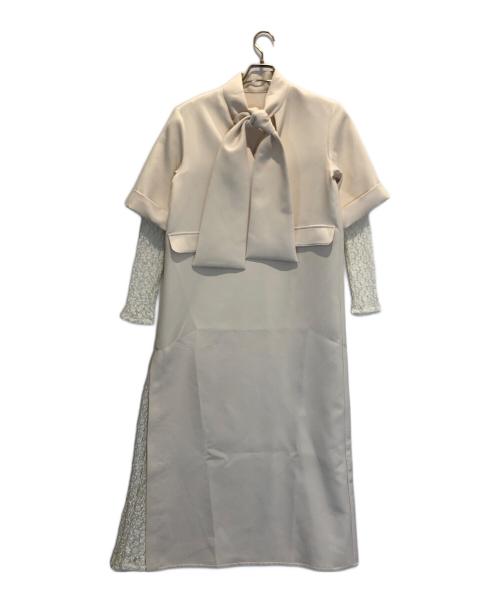 Acka.（エーシーケーエー）Acka. (エーシーケーエー) ボウタイワンピース ベージュ サイズ:1の古着・服飾アイテム