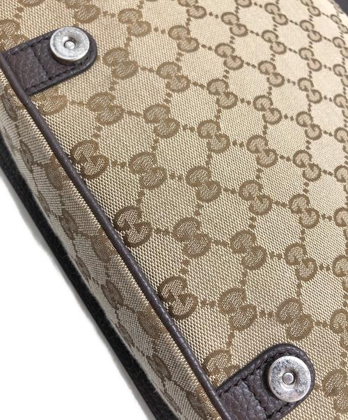 GUCCI（グッチ）GUCCI (グッチ) Buckle Detailed Monogrammed Crossbody Bag ブラウンの古着・服飾アイテム