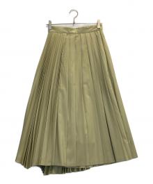 CLANE（クラネ）の古着「ミックスプリーツアシンメトリースカート」｜黄緑