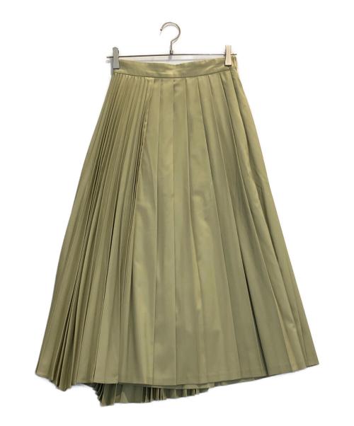 CLANE（クラネ）CLANE (クラネ) ミックスプリーツアシンメトリースカート 黄緑 サイズ:1の古着・服飾アイテム