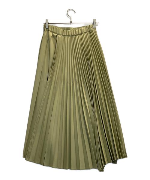 CLANE（クラネ）CLANE (クラネ) ミックスプリーツアシンメトリースカート 黄緑 サイズ:1の古着・服飾アイテム