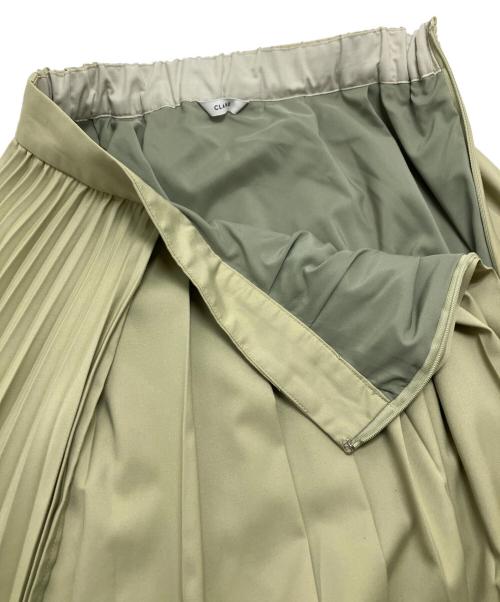 CLANE（クラネ）CLANE (クラネ) ミックスプリーツアシンメトリースカート 黄緑 サイズ:1の古着・服飾アイテム