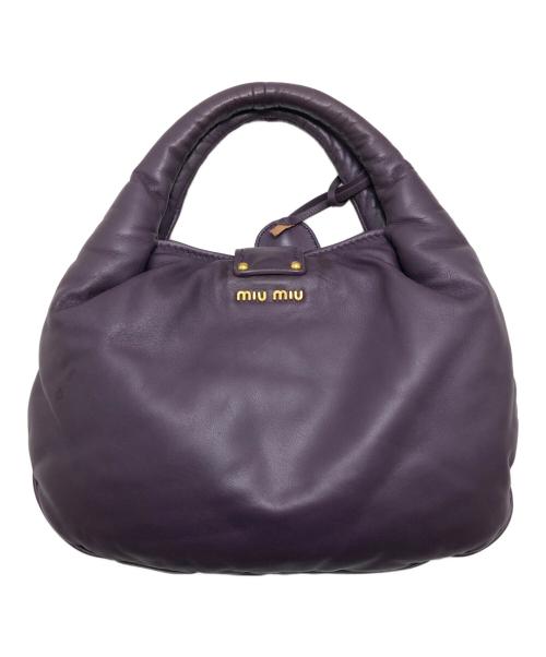 MIU MIU（ミュウミュウ）MIU MIU (ミュウミュウ) ロック金具付レザーハンドバッグ パープル サイズ:表記なしの古着・服飾アイテム
