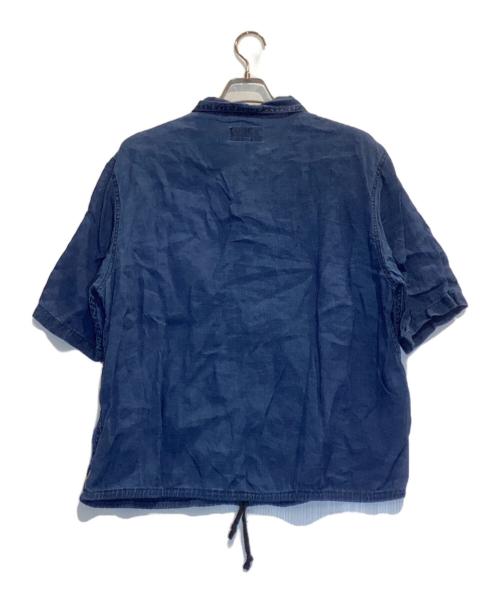 ARMANI JEANS（アルマーニジーンズ）ARMANI JEANS (アルマーニジーンズ) 半袖リネンジャケット インディゴ サイズ:Lの古着・服飾アイテム