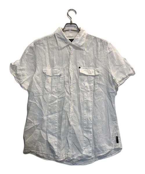 EMPORIO ARMANI（エンポリオ アルマーニ）EMPORIO ARMANI (エンポリオ アルマーニ) リネン半袖シャツ ホワイト サイズ:Lの古着・服飾アイテム