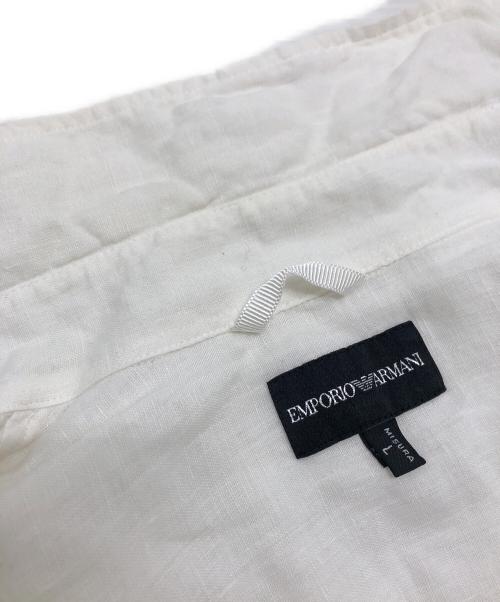 EMPORIO ARMANI（エンポリオ アルマーニ）EMPORIO ARMANI (エンポリオ アルマーニ) リネン半袖シャツ ホワイト サイズ:Lの古着・服飾アイテム