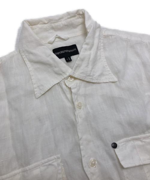 EMPORIO ARMANI（エンポリオ アルマーニ）EMPORIO ARMANI (エンポリオ アルマーニ) リネン半袖シャツ ホワイト サイズ:Lの古着・服飾アイテム