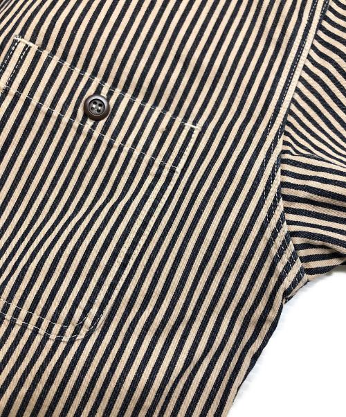 MOMOTARO JEANS（桃太郎ジーンズ）MOMOTARO JEANS (桃太郎ジーンズ) ヒッコリーカバーオール ネイビー×ホワイト サイズ:Lの古着・服飾アイテム
