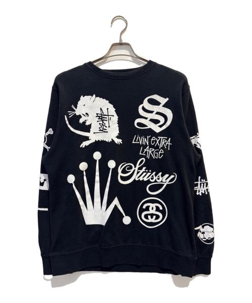stussy（ステューシー）stussy (ステューシー) プリントスウェット ブラック サイズ:Mの古着・服飾アイテム