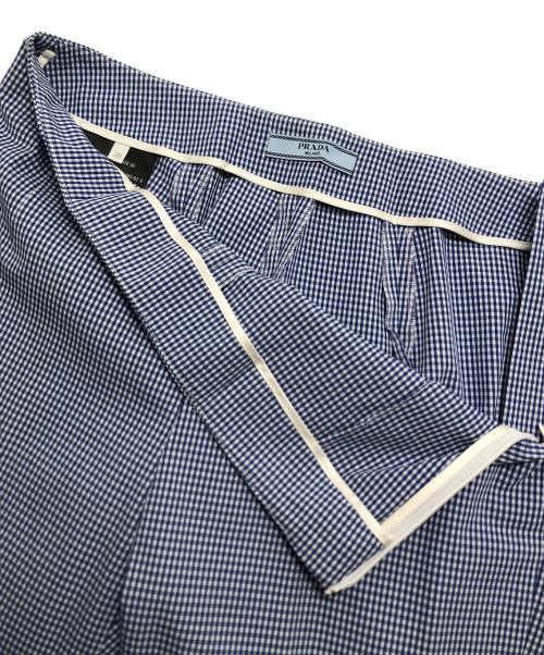 PRADA（プラダ）PRADA (プラダ) クロップドパンツ ギンガムチェック ブルー サイズ:38の古着・服飾アイテム