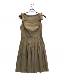 PRADA（プラダ）の古着「肩リボンワンピース」｜ベージュ