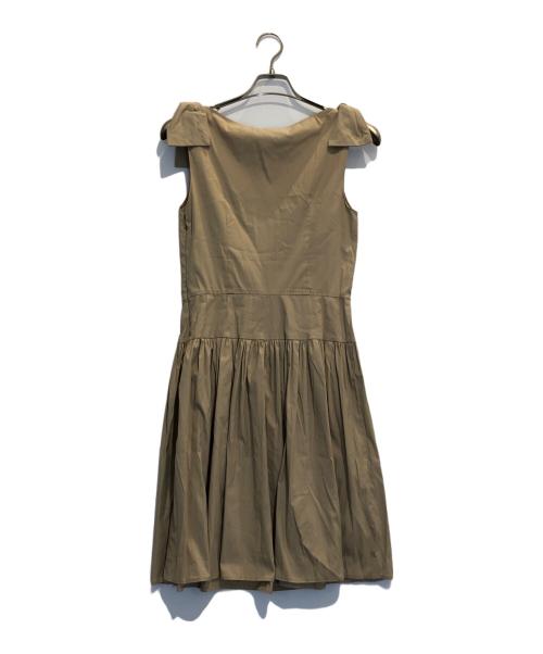 PRADA（プラダ）PRADA (プラダ) 肩リボンワンピース ベージュ サイズ:40Sの古着・服飾アイテム