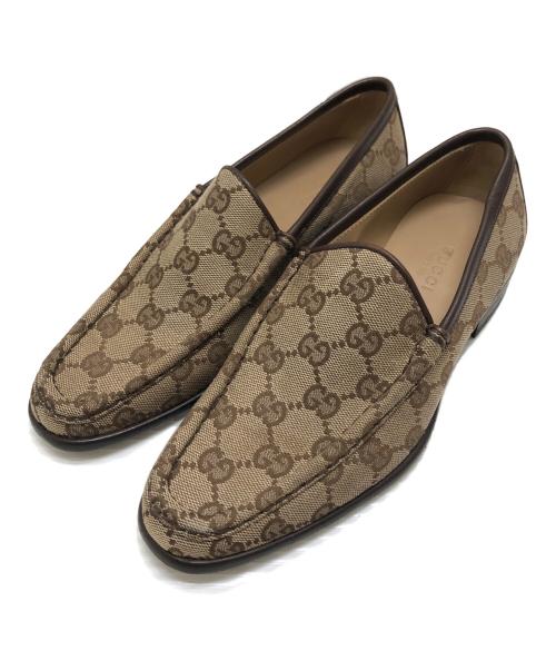 GUCCI（グッチ）GUCCI (グッチ) GGキャンバスローファー ベージュ サイズ:341/2(21.5CM)の古着・服飾アイテム