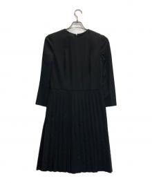 PRADA（プラダ）の古着「ラムレザー切替プリーツワンピース」｜ブラック