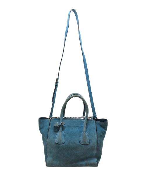 PRADA（プラダ）PRADA (プラダ) 2WAYスエードショルダーバッグ スカイブルー サイズ:表記なしの古着・服飾アイテム