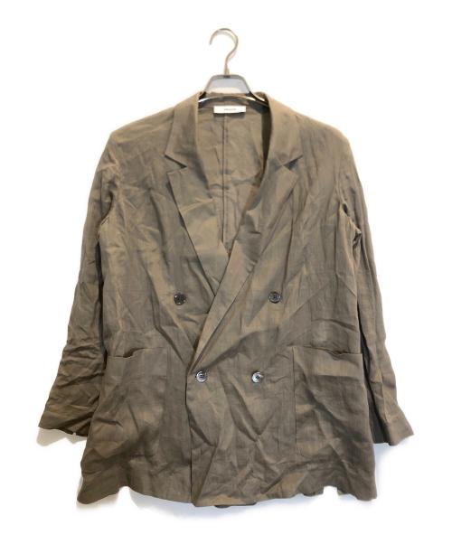 ebure（エブール）EBURE (エブール) リネンダブルブレストテーラードジャケット ブラウン サイズ:38の古着・服飾アイテム