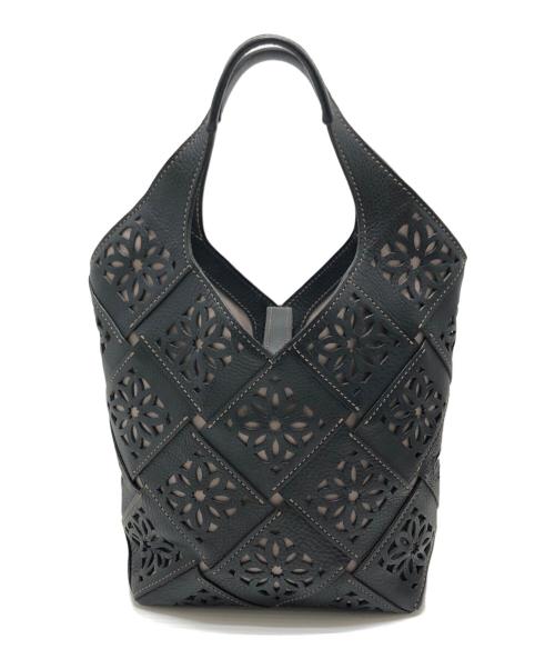 genten（ゲンテン）genten (ゲンテン) サスティナブルカットワークトートバッグ ブラック サイズ:表記なしの古着・服飾アイテム