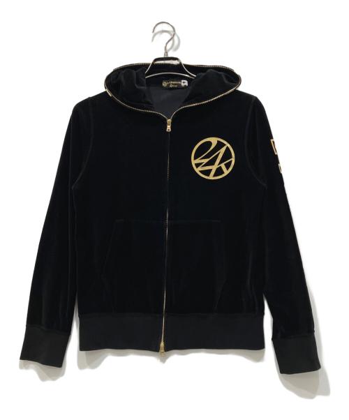A BATHING APE（アベイシングエイプ）A BATHING APE (アベイシングエイプ) 24karats (トゥエンティーフォーカラッツ) ベロアセットアップ ブラック サイズ:Sの古着・服飾アイテム