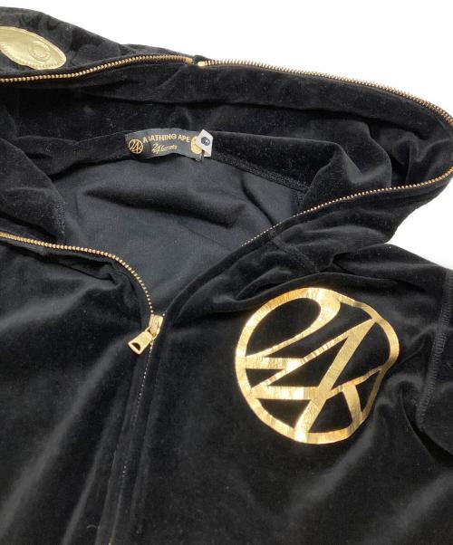 A BATHING APE（アベイシングエイプ）A BATHING APE (アベイシングエイプ) 24karats (トゥエンティーフォーカラッツ) ベロアセットアップ ブラック サイズ:Sの古着・服飾アイテム