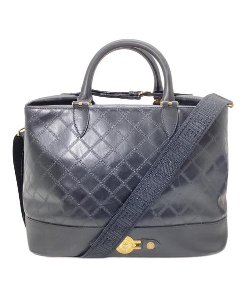 GIANNI VERSACE（ジャンニ・ヴェルサーチ）GIANNI VERSACE (ジャンニ・ヴェルサーチ) グレカラージトートバッグ ブラック サイズ:表記なしの古着・服飾アイテム