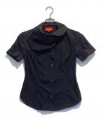 Vivienne Westwood RED LABELヴィヴィアンウエストウッドレッドレーベル）の古着「アシンメトリー半袖シャツブラウス」｜ネイビー