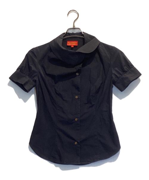 Vivienne Westwood RED LABEL（ヴィヴィアンウエストウッドレッドレーベル）Vivienne Westwood RED LABEL (ヴィヴィアンウエストウッドレッドレーベル) アシンメトリー半袖シャツブラウス ネイビー サイズ:1の古着・服飾アイテム