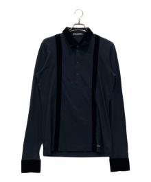 DOLCE & GABBANA（ドルチェ＆ガッバーナ）の古着「ベロア切替ポロシャツ」｜ブラック