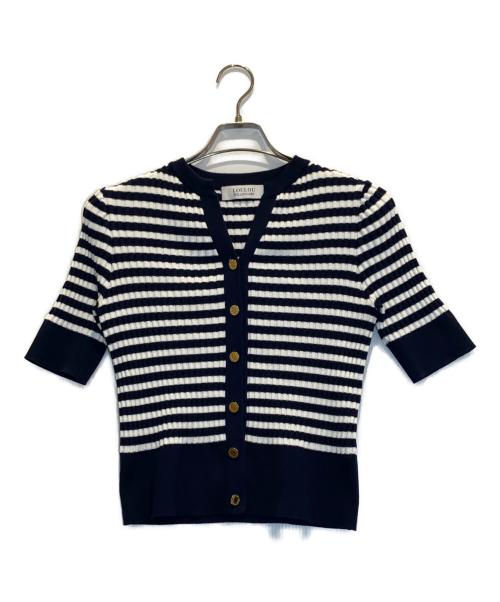 Loulou Willoughby（ルルウィルビー）Loulou Willoughby (ルルウィルビー) ボーダーカーディガン ホワイト×ブルー サイズ:2の古着・服飾アイテム